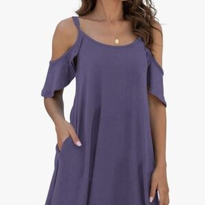 Burgundy Cold Shoulder Dress (See Pics Of Actual Dress).